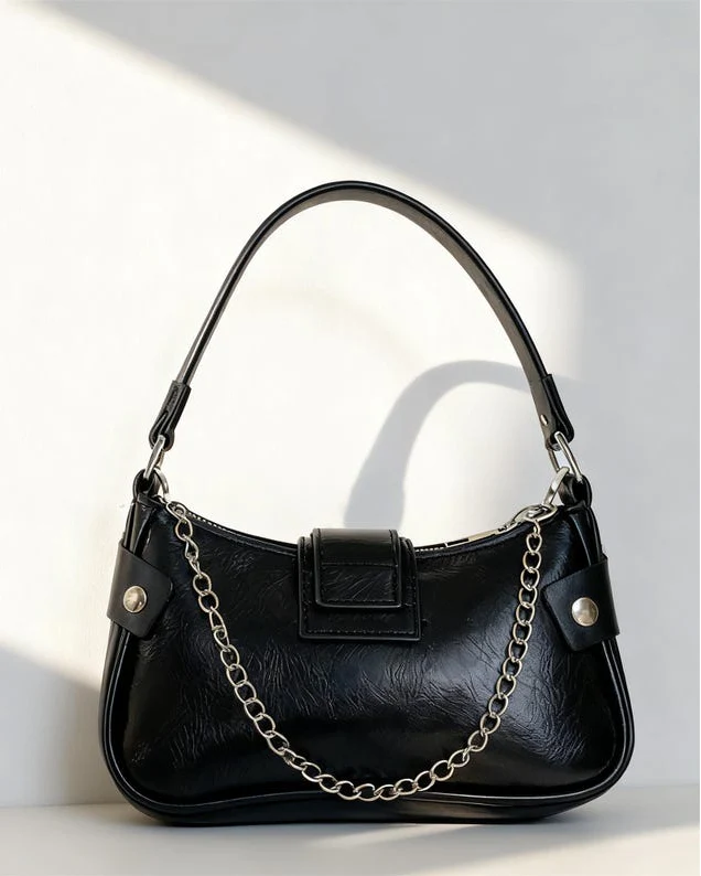 Baguette with Studded Stars and Chain Shoulder Bag - Image 8
