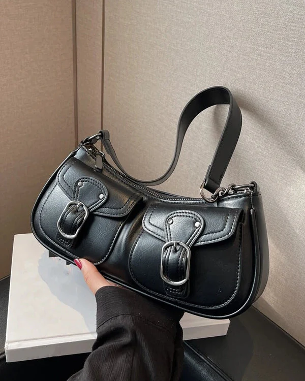 Cargo Utility Double Pocket Shoulder Bag Baguette - Image 8