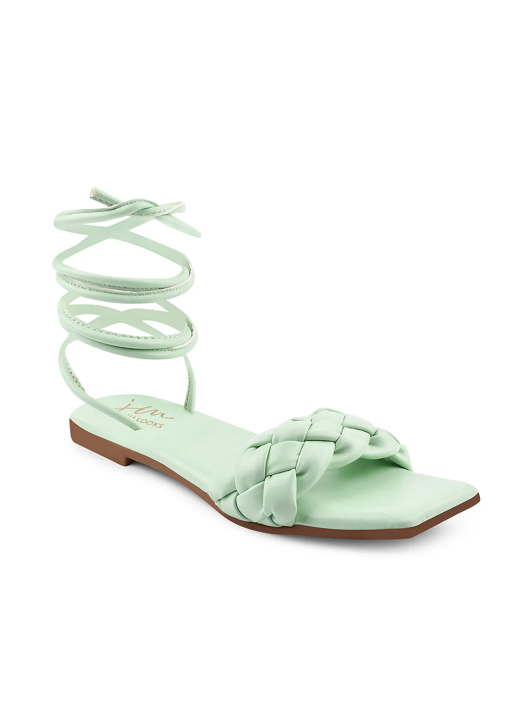 Jm Looks Women's Braided Strap Lace-Up Flat Sandals - Image 9