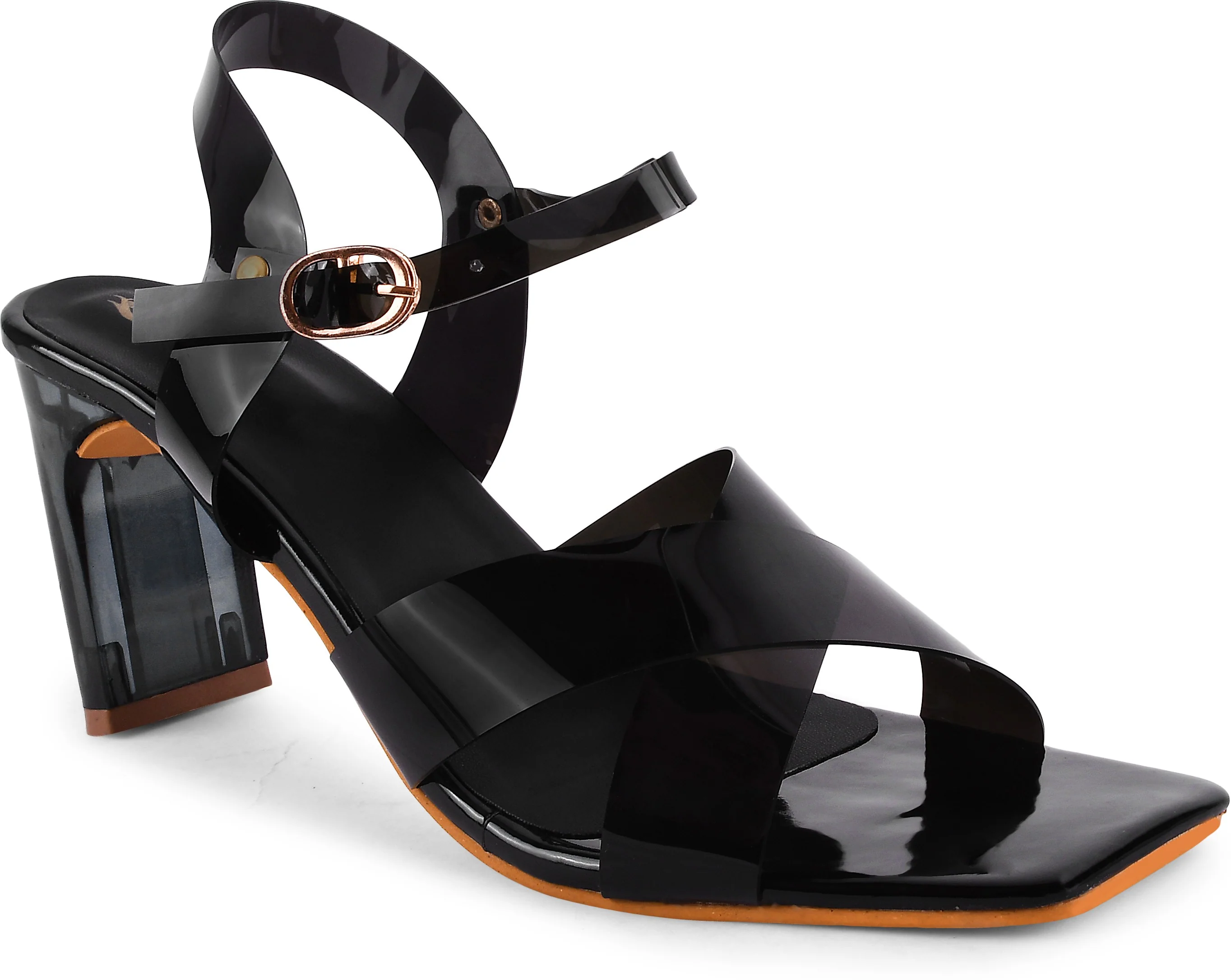 Chunky Heeled Sandals with Buckle Fastening - Image 7