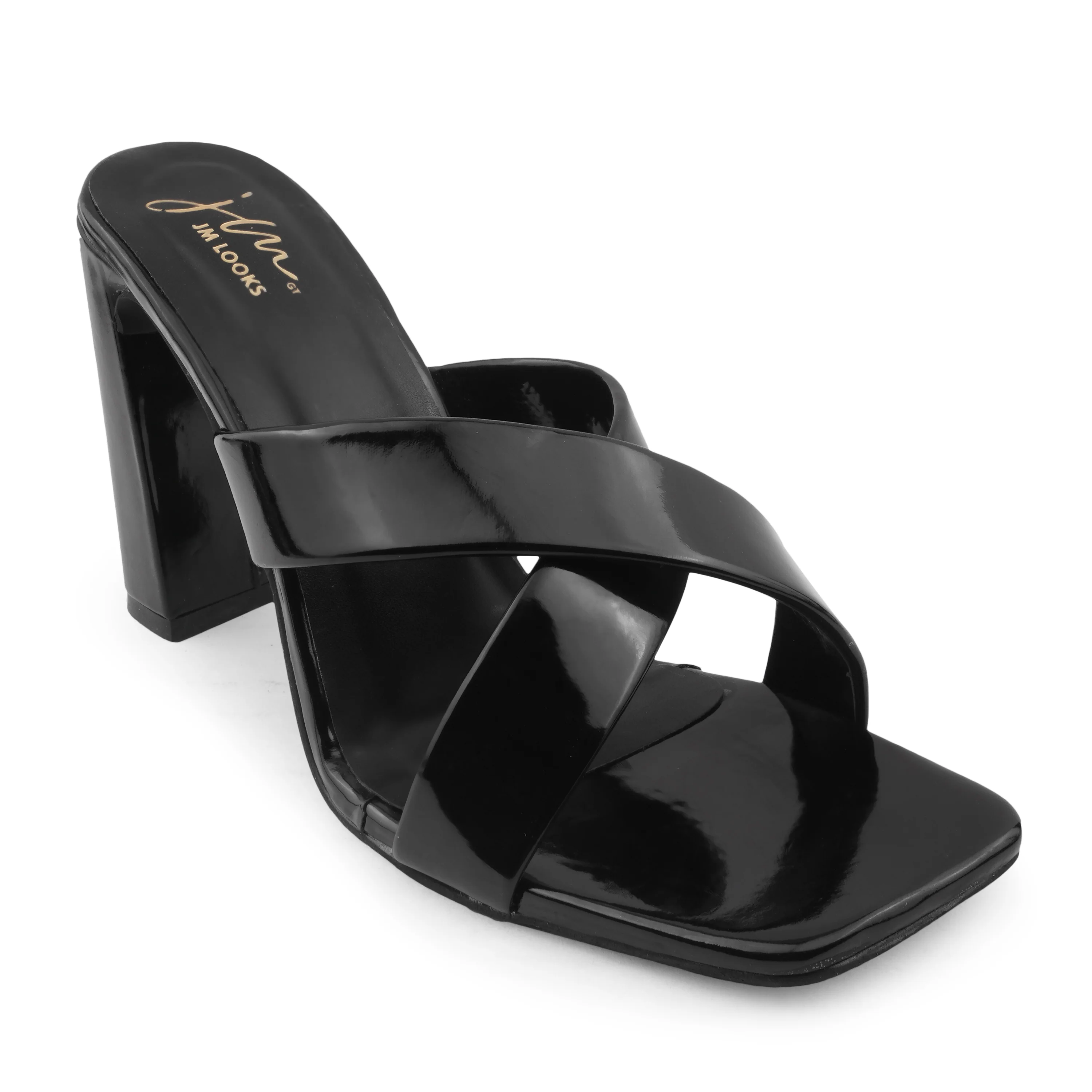 JM Looks Criss-Cross Block Heeled Sandals - Image 6