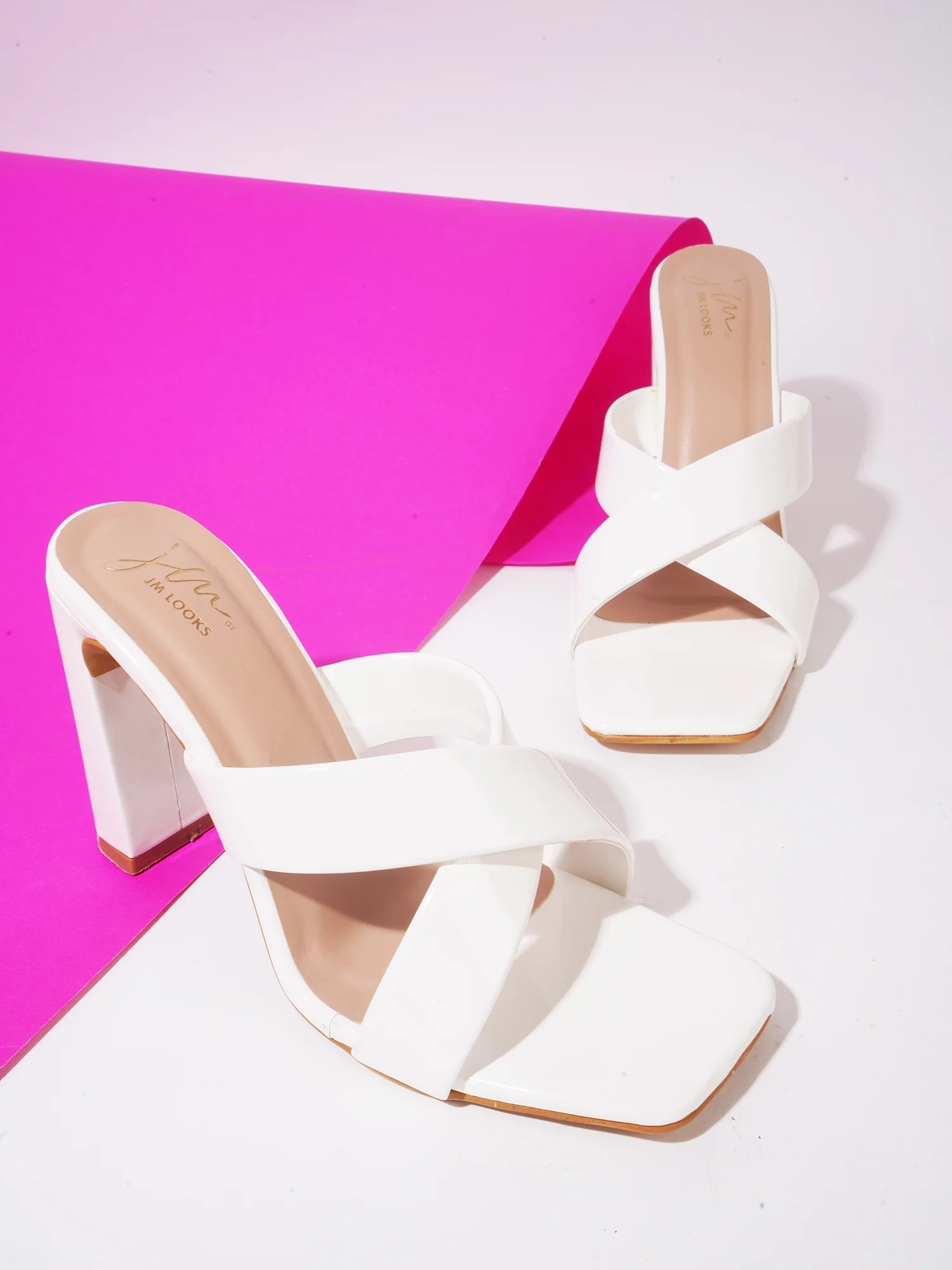JM Looks Criss-Cross Block Heeled Sandals - Image 8