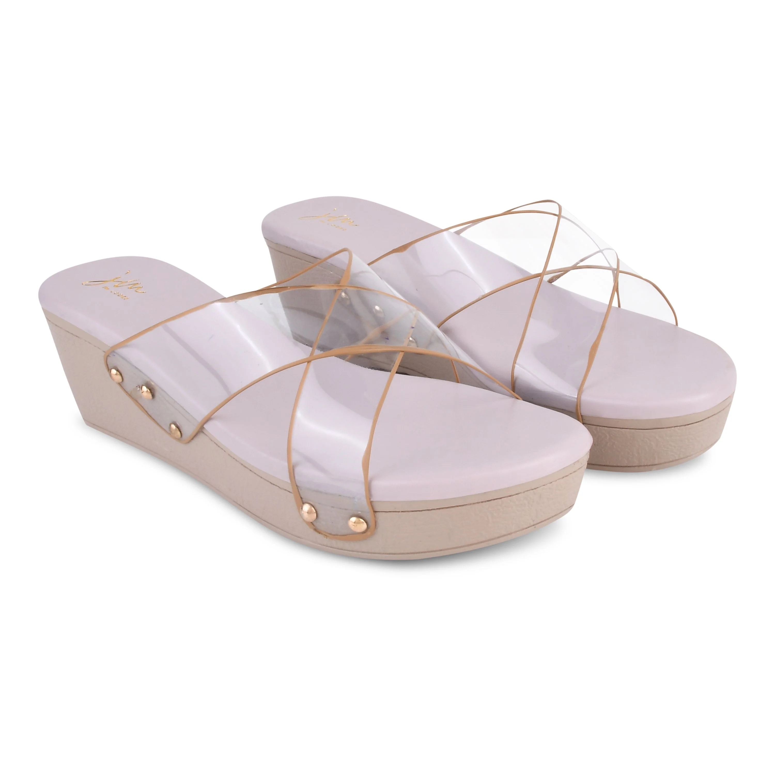 Jm Looks Women's Clear Strap Wedge Heel Slides - Image 10