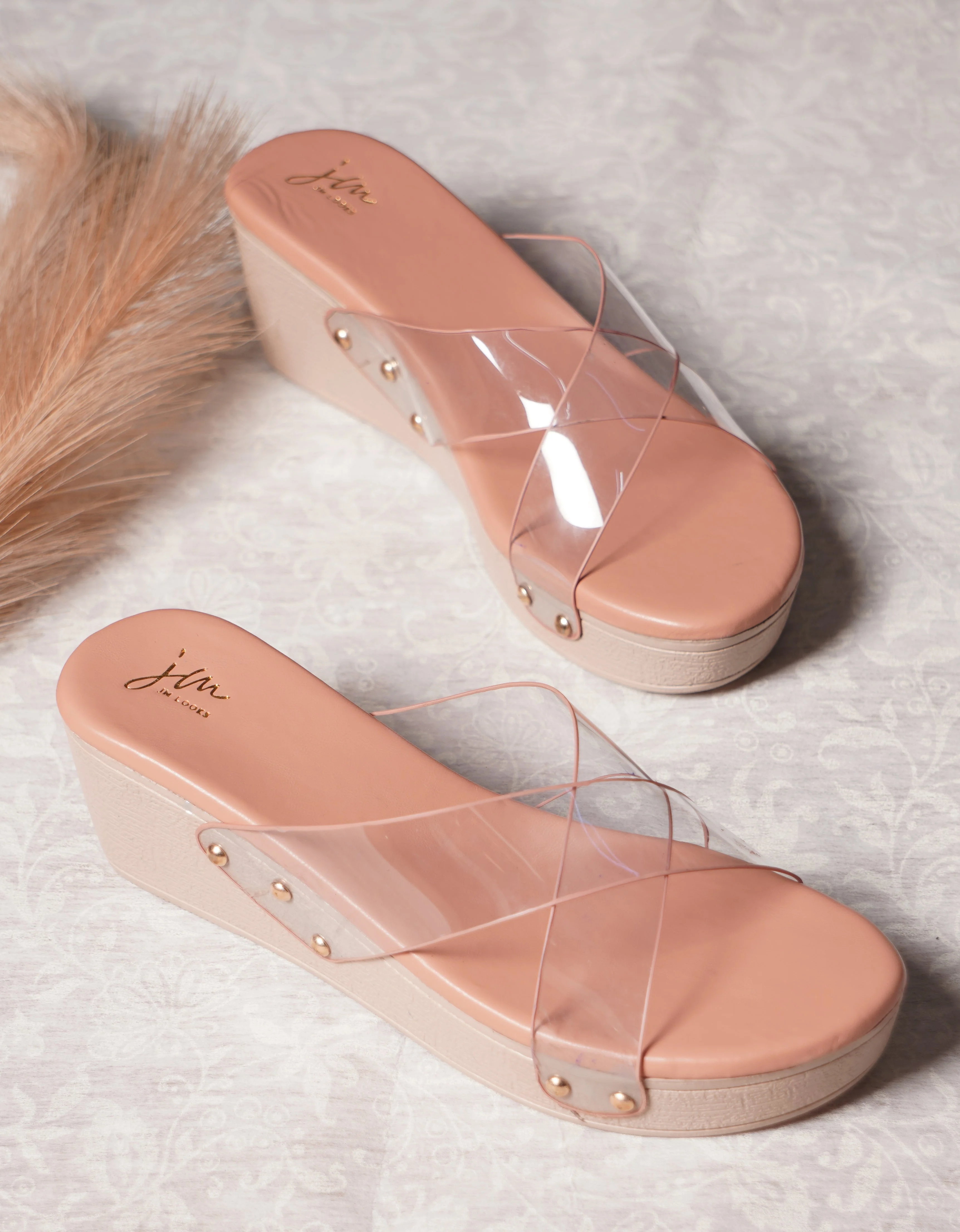 Jm Looks Women's Clear Strap Wedge Heel Slides - Image 11