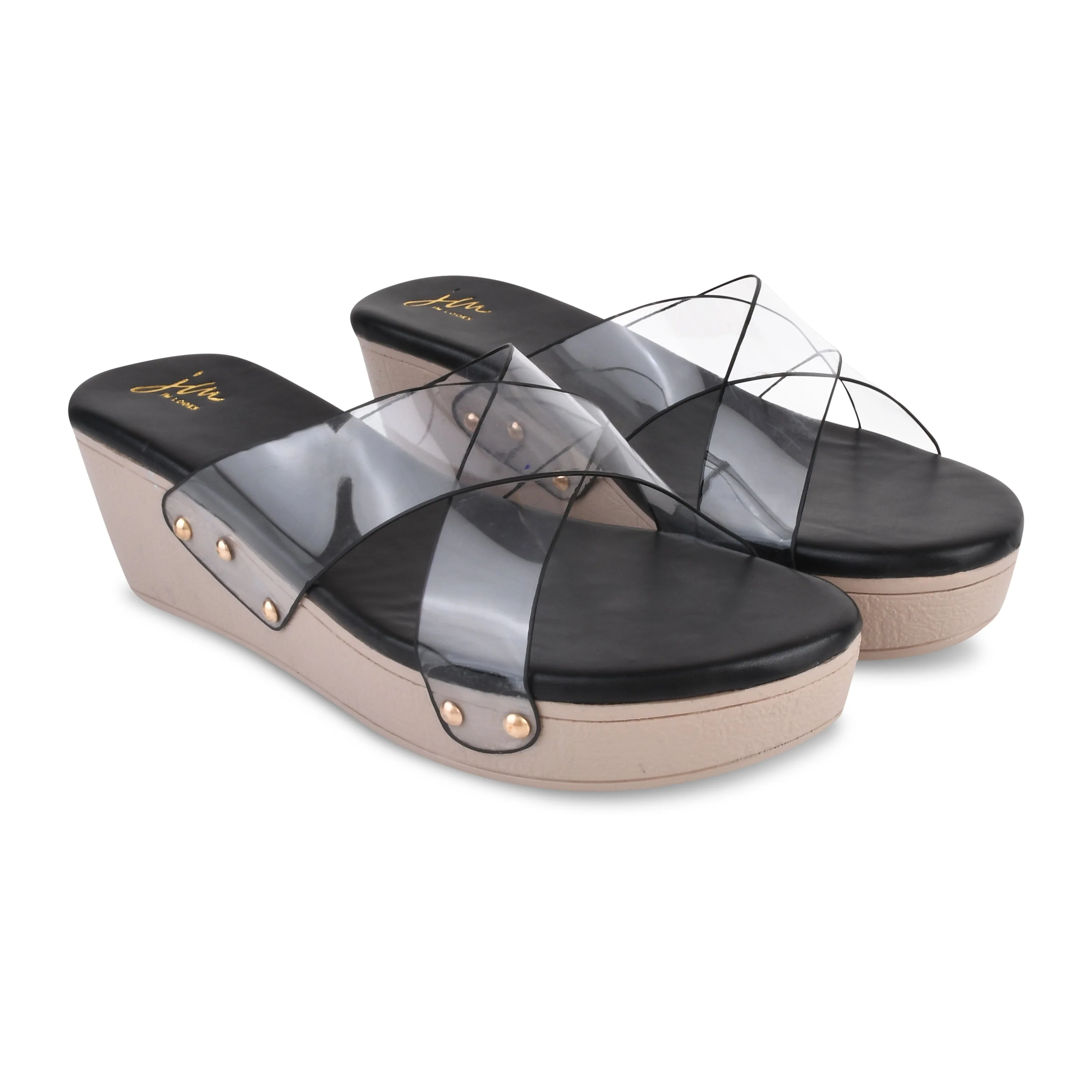 Jm Looks Women's Clear Strap Wedge Heel Slides - Image 5