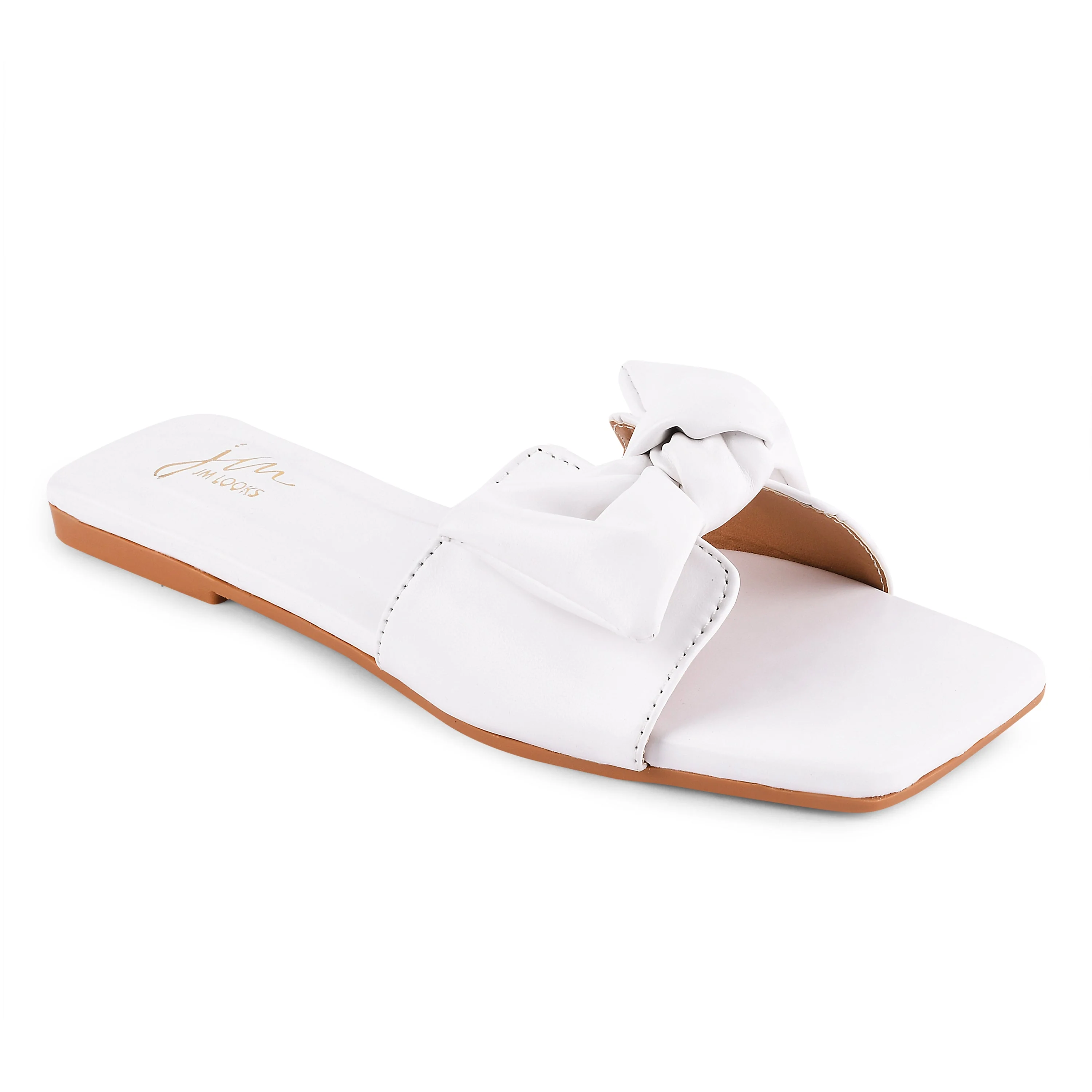 Jm Looks Women's Bow Detail Flat Slides - Image 12