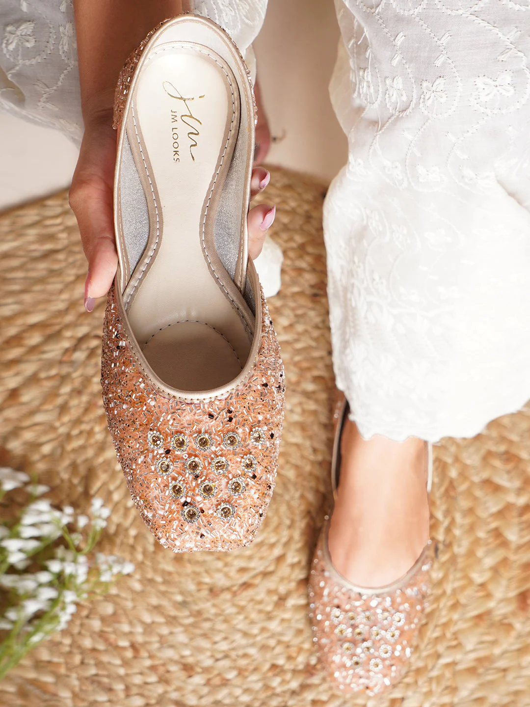 Embellished Square Toe Ethnic Jutti - Image 10