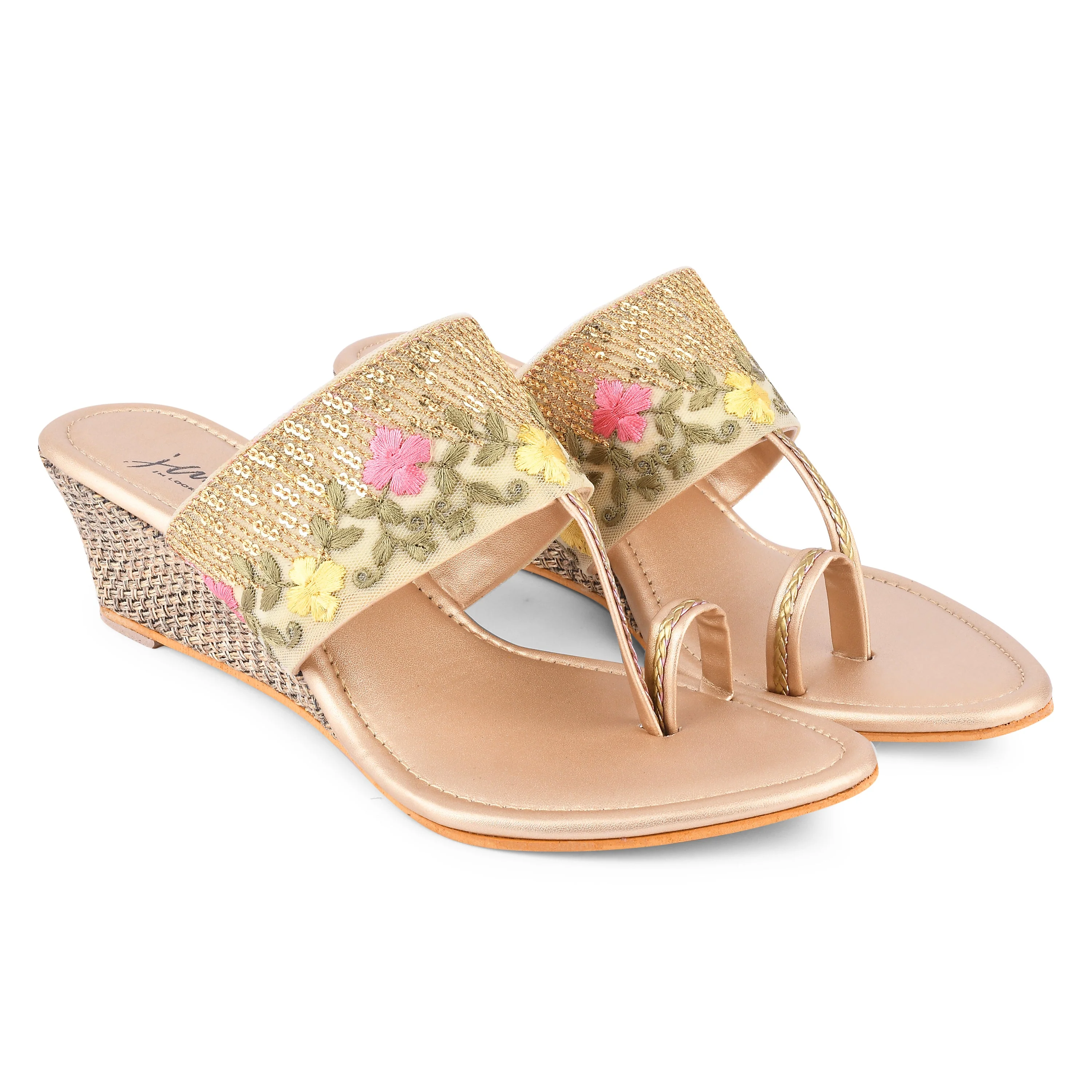 Jm Looks Women's Embroidered Toe-Ring Sandals - Image 3