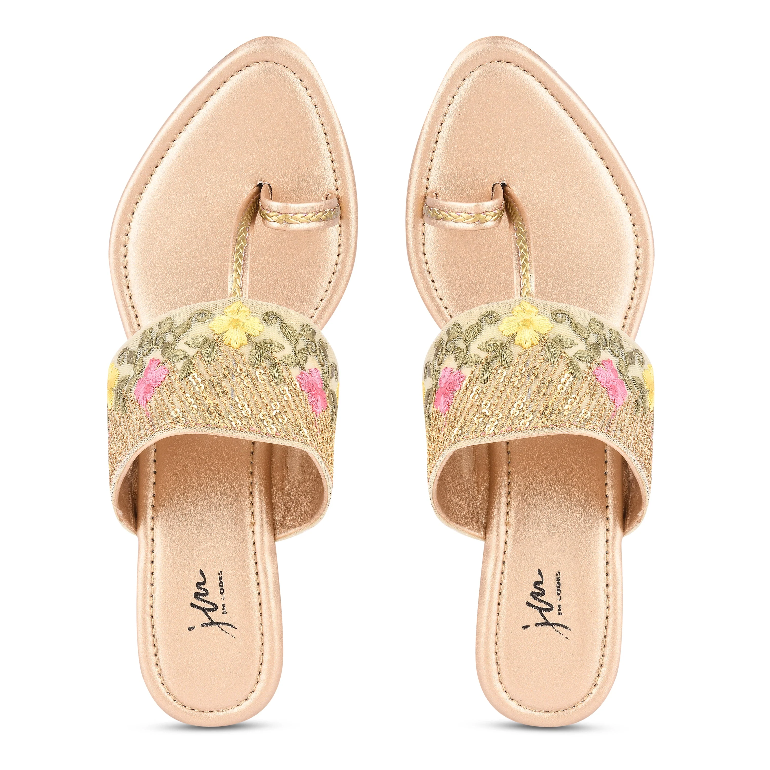 Jm Looks Women's Embroidered Toe-Ring Sandals - Image 4