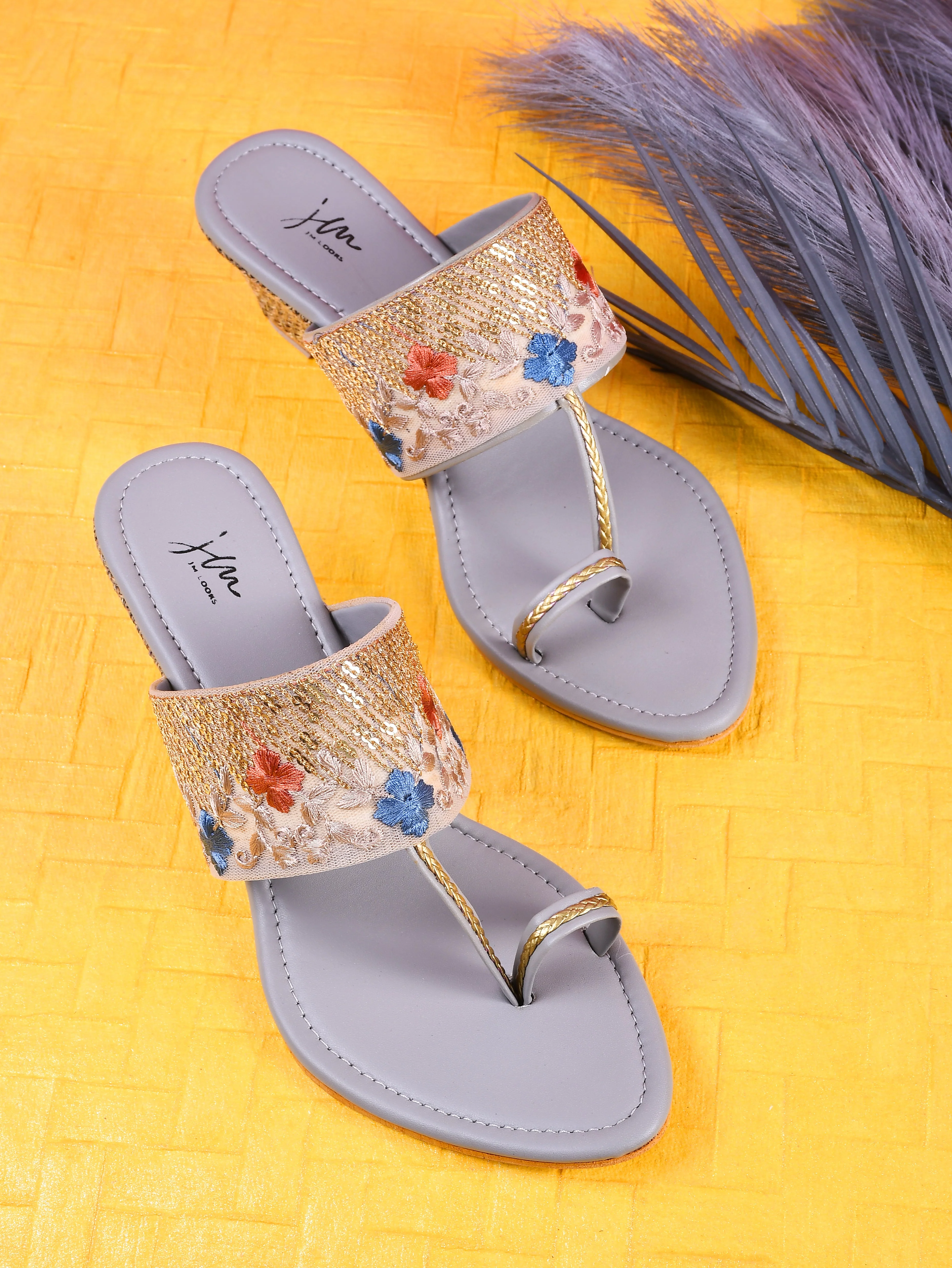 Jm Looks Women's Embroidered Toe-Ring Sandals - Image 7