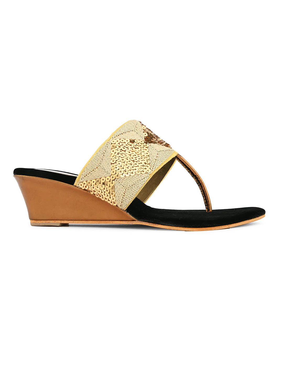 Jm Looks Women's Sequin Embellished Wedge Heel Sandals - Image 6