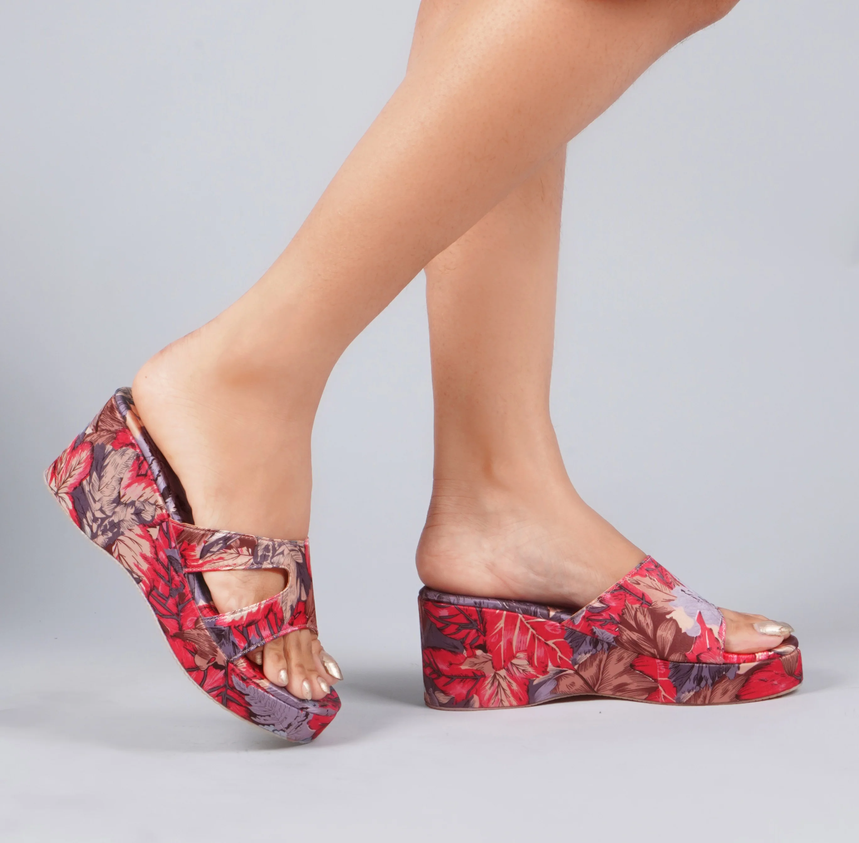 Floral Print Slip-On Wedges - Image 9