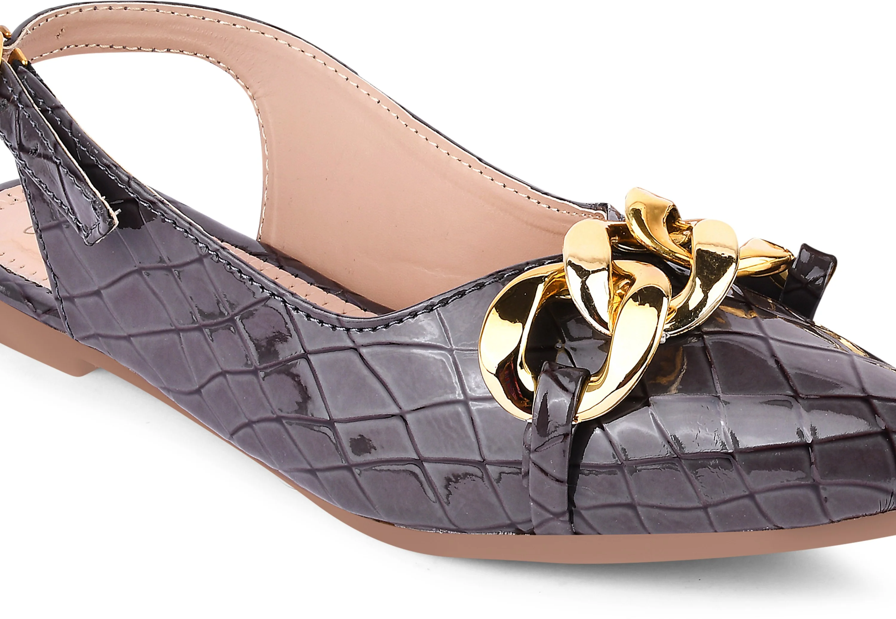 Geometric Pattern Almond-Toe Flat Shoes - Image 11