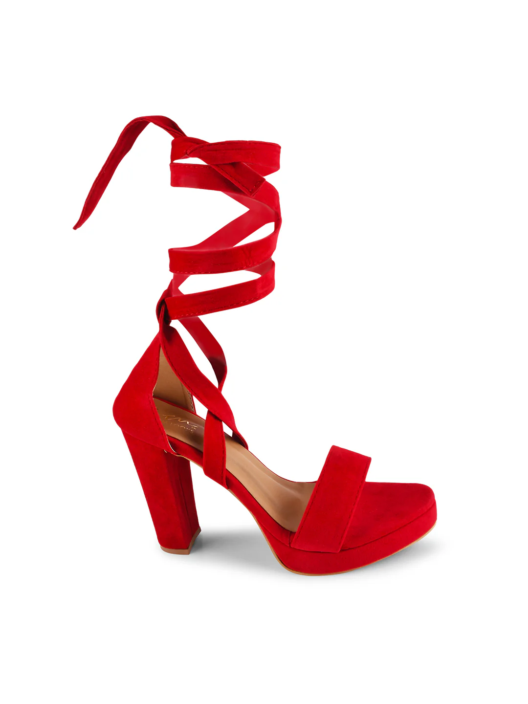 Velvet Strap Lace Up Heels - Image 5