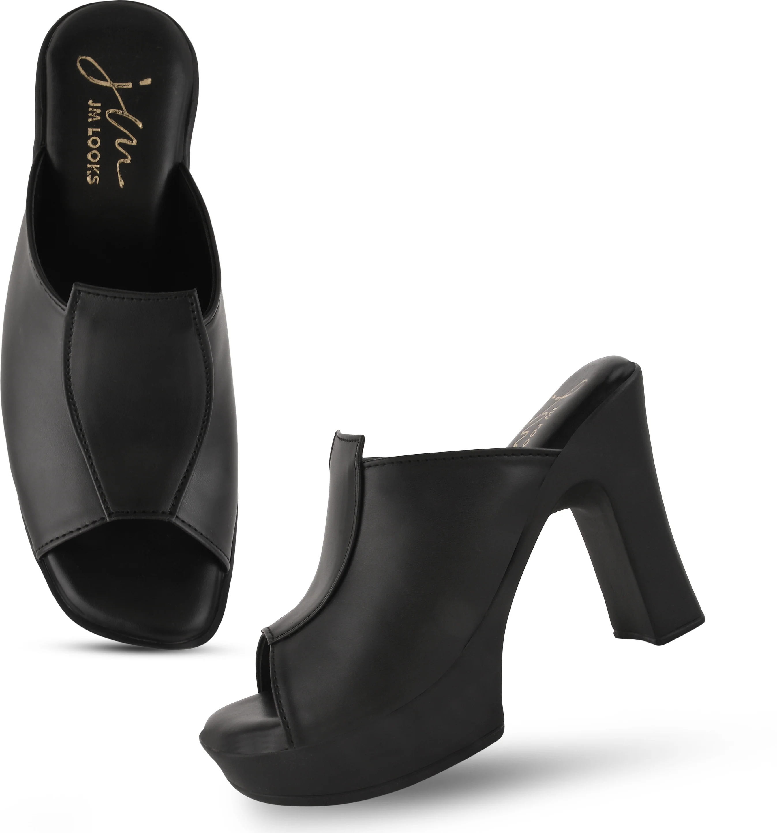 Open-Toe Chunky Heeled Sandals - Image 5