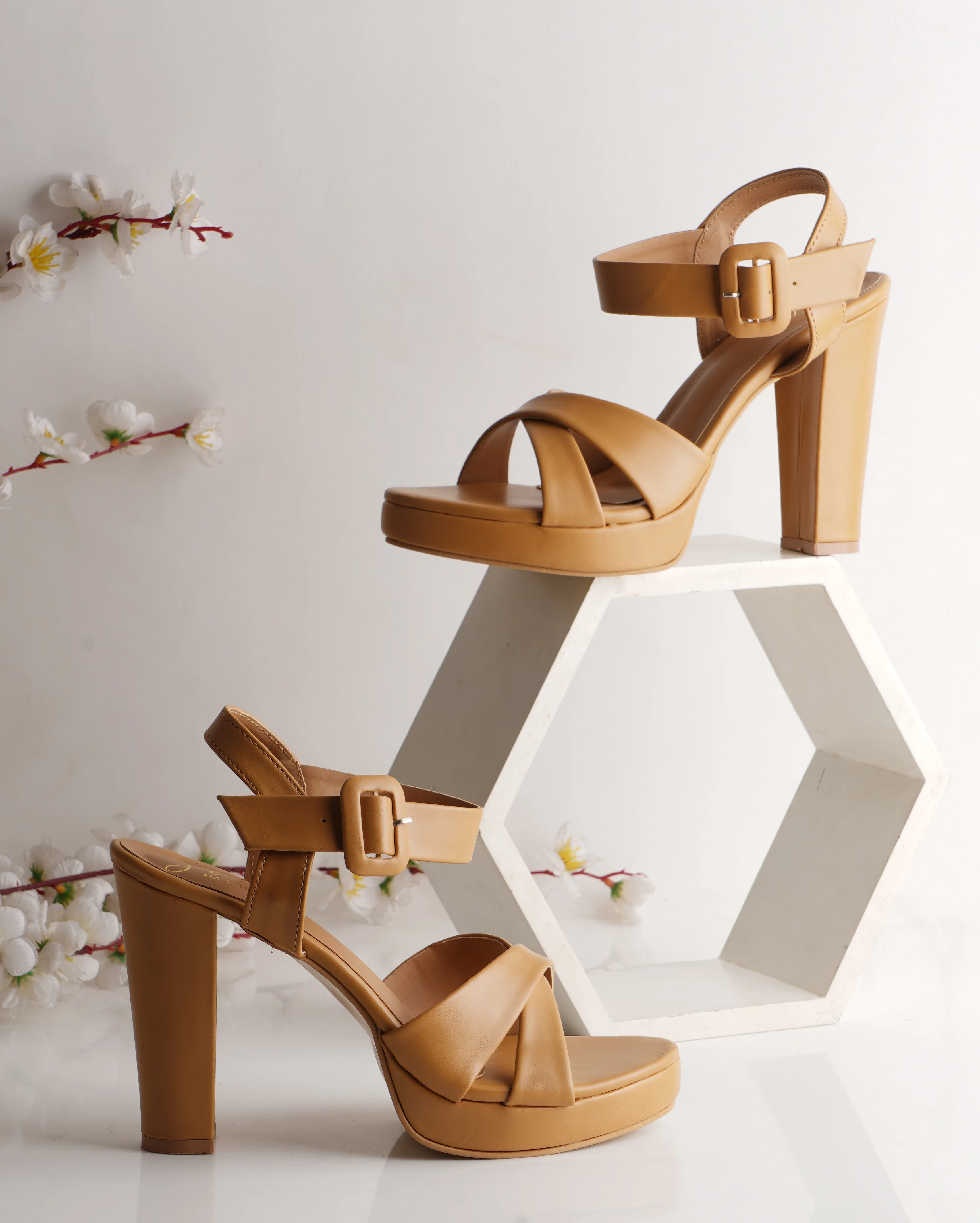 Open Toe Chunky Heeled Sandals with Ankle Strap - Image 10