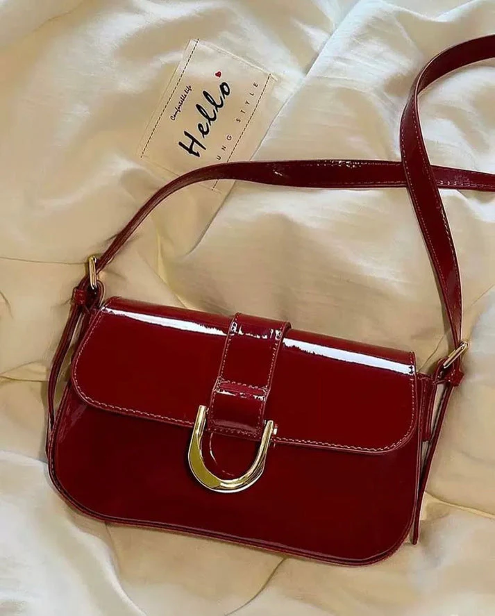 Retro Glossy Baguette Bag - Image 5