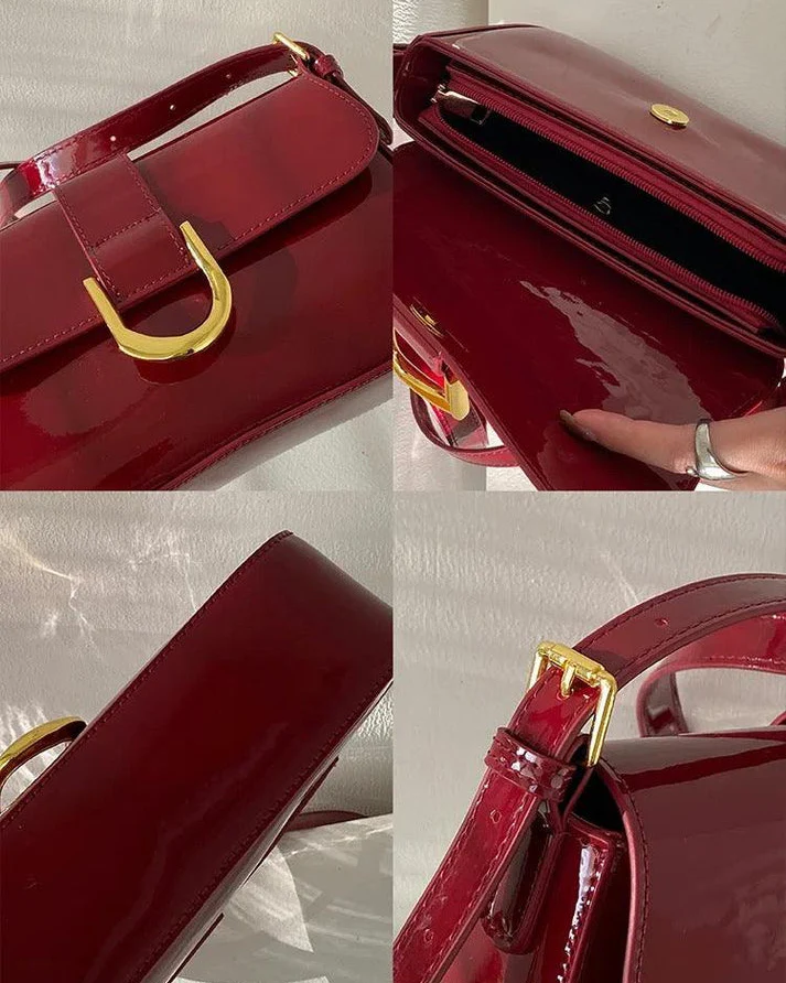 Retro Glossy Baguette Bag - Image 3