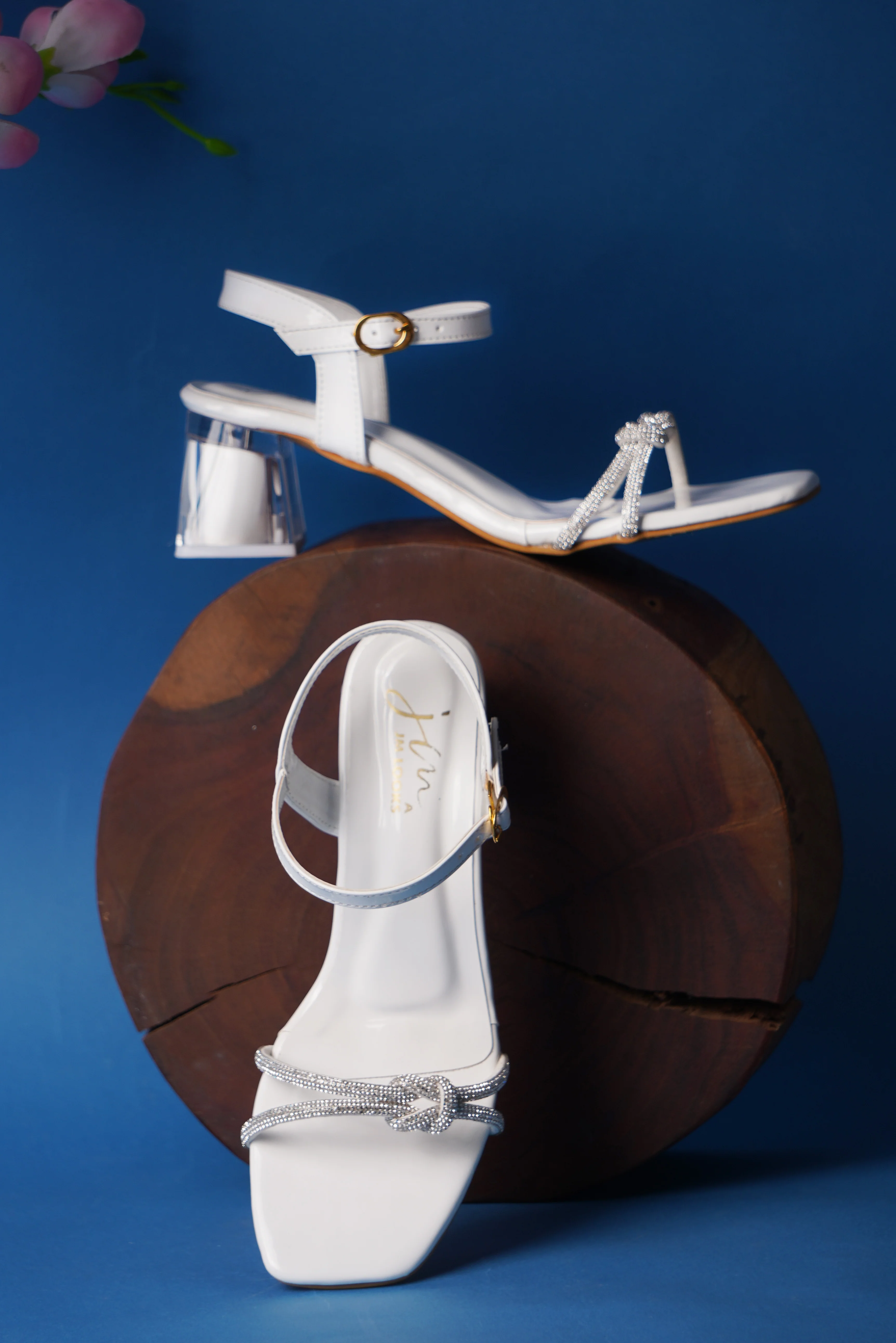 Rhinestone Heels Slingback Clear Chunky Sandals - Image 7