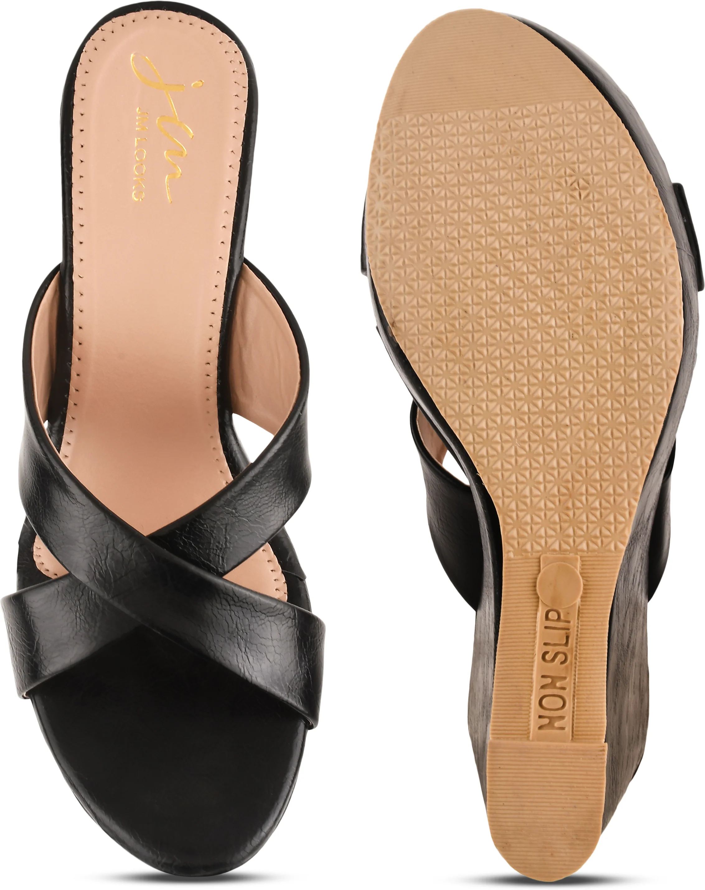 Slip-On Criss-Cross Strap Wedges - Image 6
