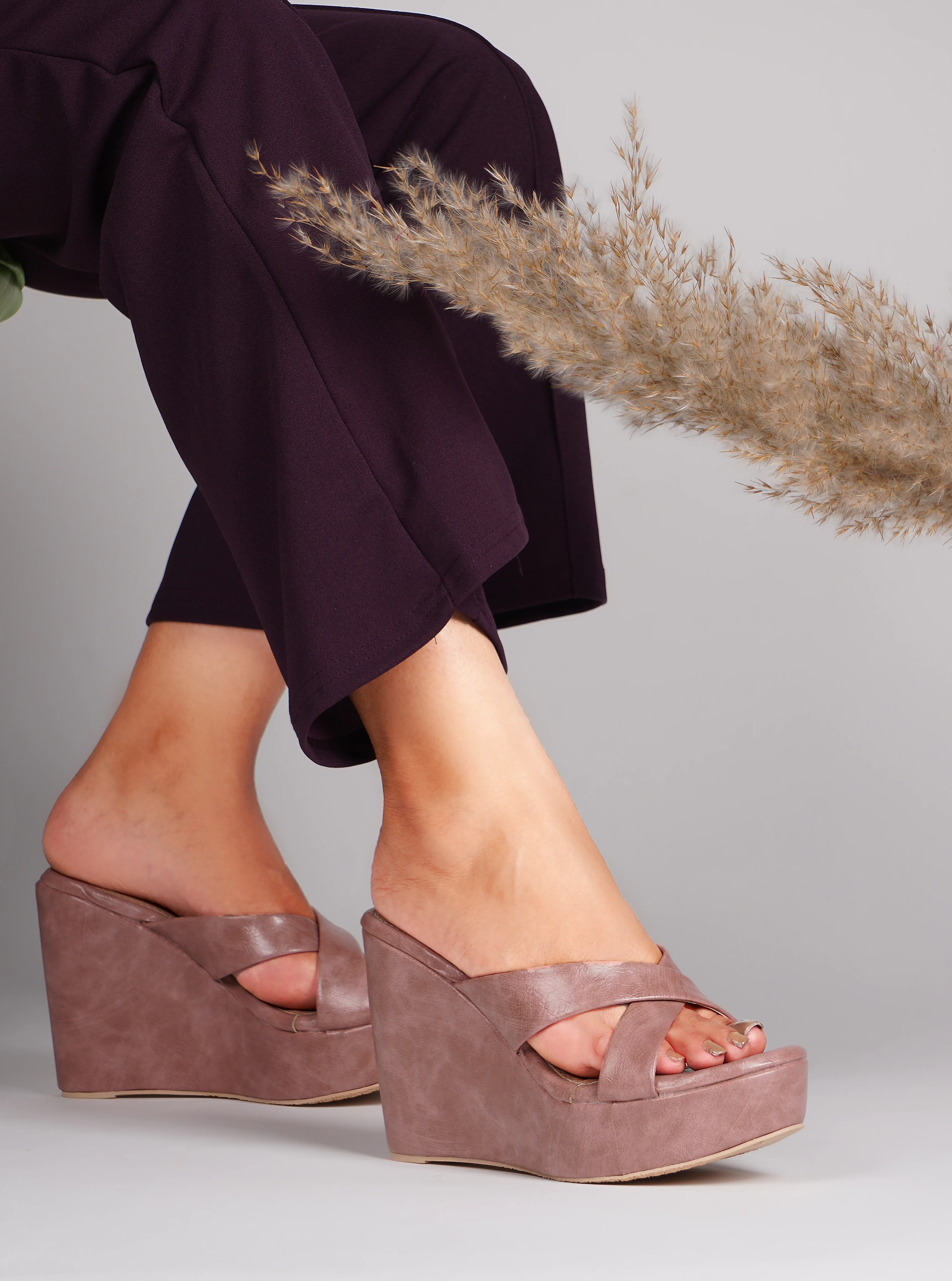 Slip-On Criss-Cross Strap Wedges - Image 9