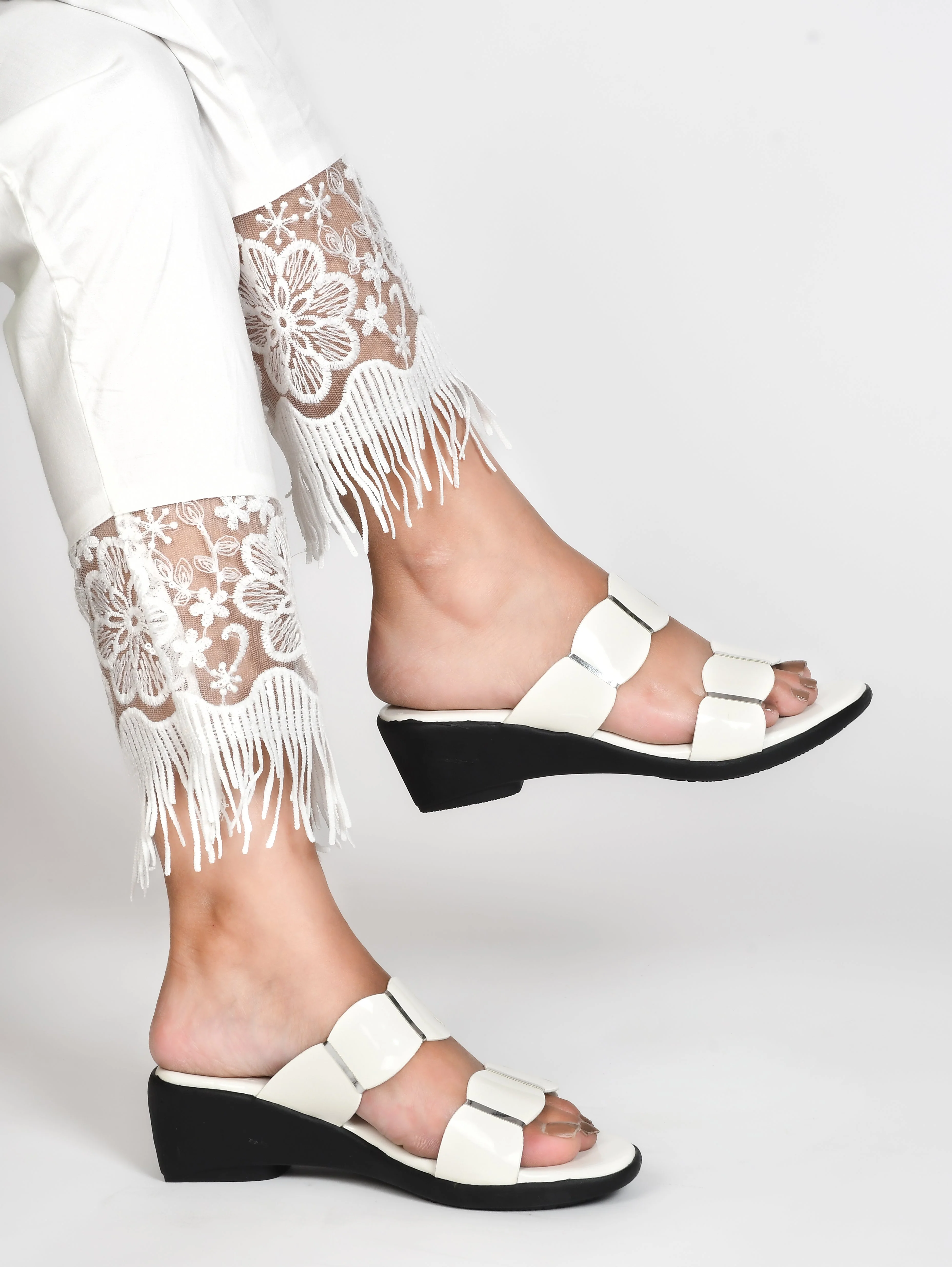 Jm Looks Women's Scalloped Strap Wedge Slides - Image 13