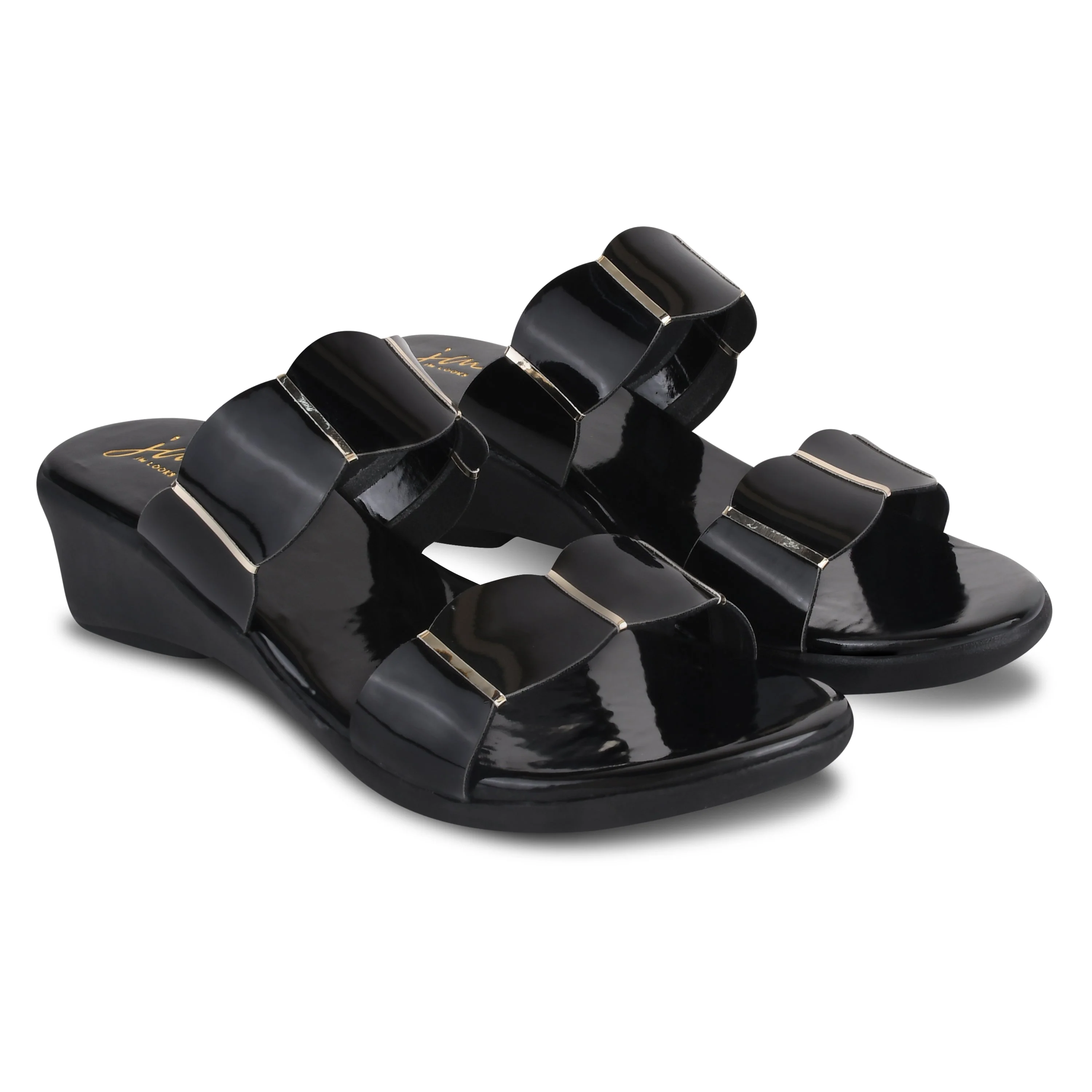 Jm Looks Women's Scalloped Strap Wedge Slides - Image 5