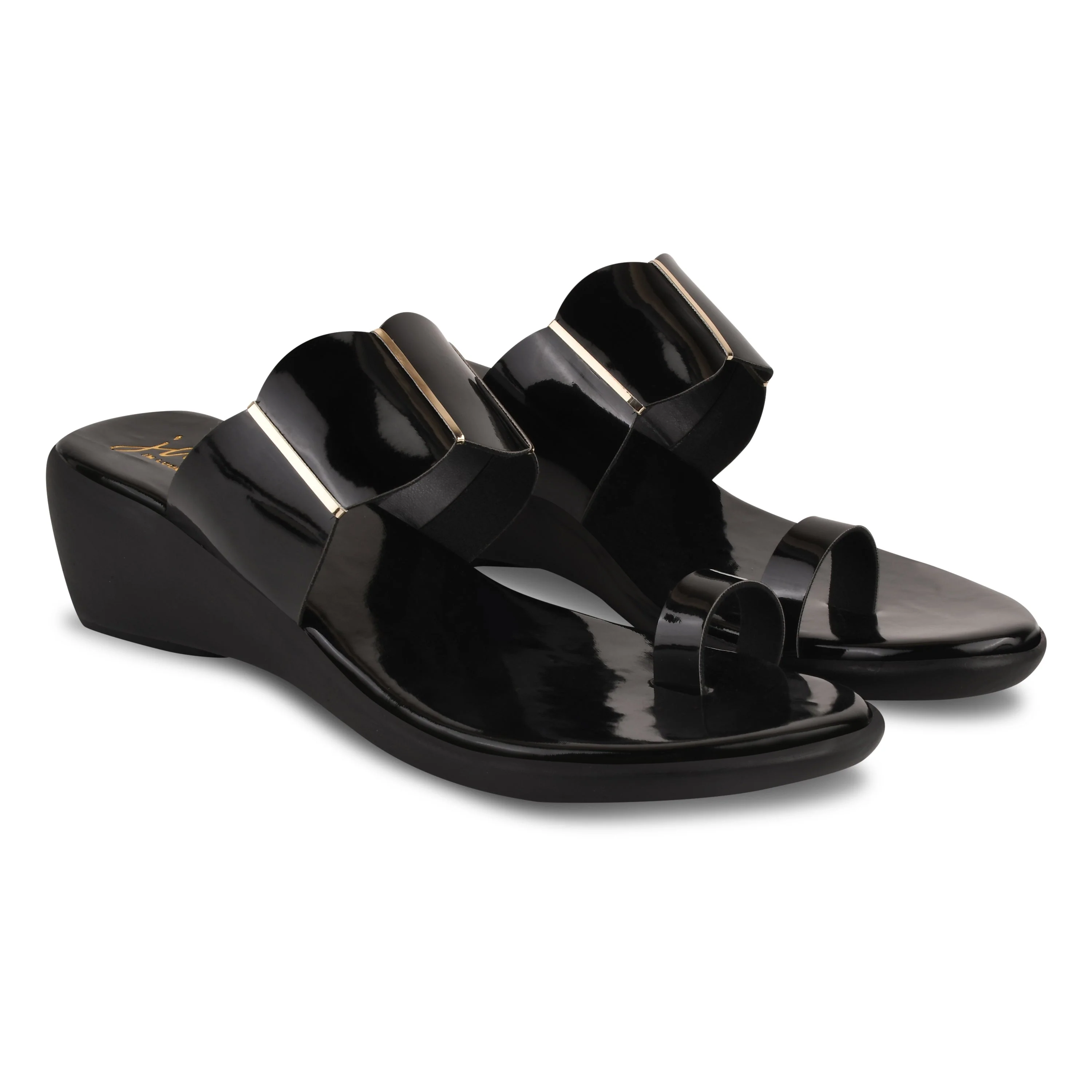 Jm Looks Women's Scalloped Toe-Ring Wedge Slides - Image 5