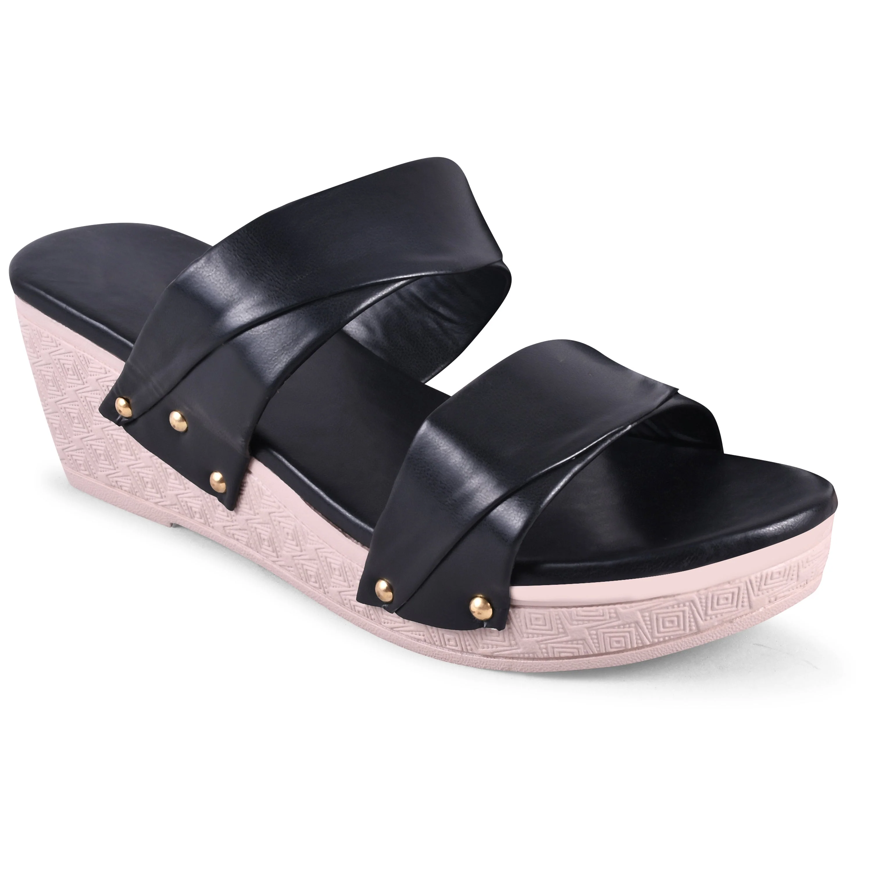 Jm Looks Women's Dual Strap Wedge Heel Slides - Image 4